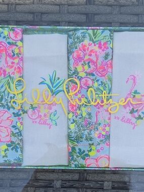 Set Of 4 Lilly Pulitzer Floral Cocktail Napkins -Fruit, Floral, Flamingo